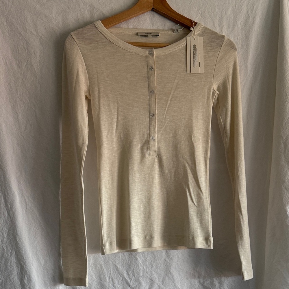Vince Ivory Long Sleeve Henley Top